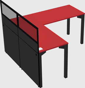 Shared l-shaped cubicle