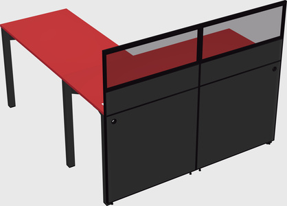 Shared l-shaped cubicle