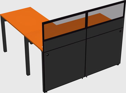 Shared l-shaped cubicle