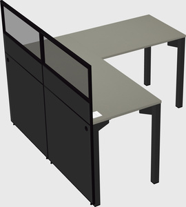 Shared l-shaped cubicle