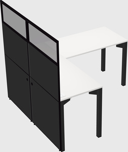 Shared l-shaped cubicle