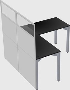 Shared l-shaped cubicle