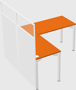 Shared l-shaped cubicle