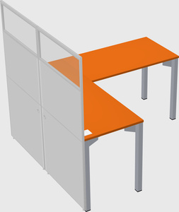 Shared l-shaped cubicle