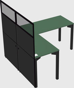Shared l-shaped cubicle