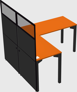 Shared l-shaped cubicle