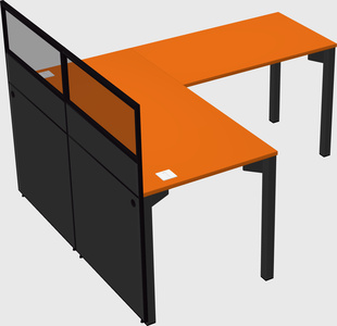 Shared l-shaped cubicle
