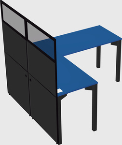 Shared l-shaped cubicle
