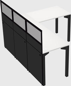 Shared l-shaped cubicle