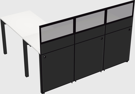 Shared l-shaped cubicle