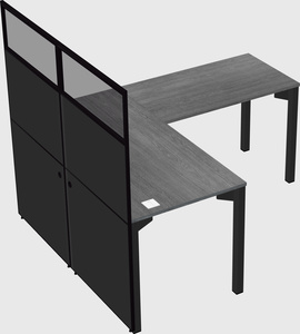 Shared l-shaped cubicle