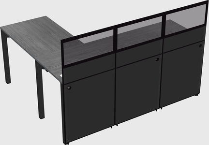 Shared l-shaped cubicle