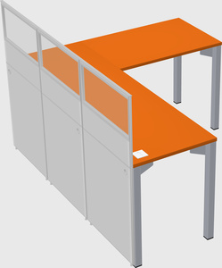 Shared l-shaped cubicle