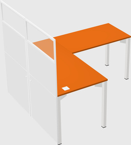 Shared l-shaped cubicle
