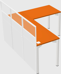 Shared l-shaped cubicle
