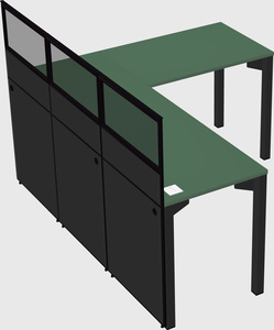 Shared l-shaped cubicle
