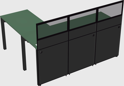 Shared l-shaped cubicle