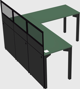 Shared l-shaped cubicle