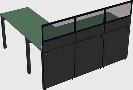 Shared l-shaped cubicle