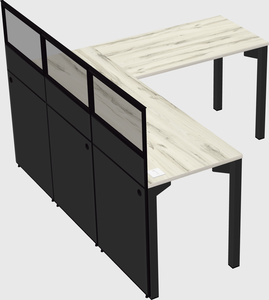Shared l-shaped cubicle