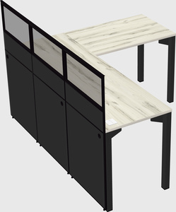 Shared l-shaped cubicle