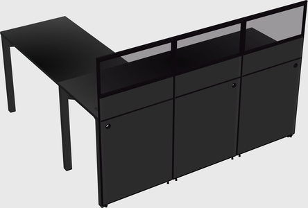 Shared l-shaped cubicle