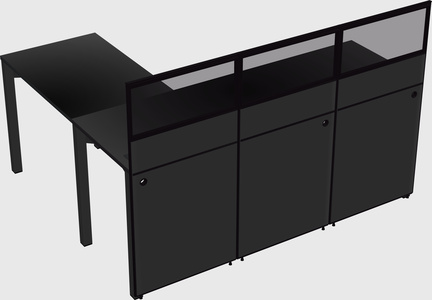 Shared l-shaped cubicle