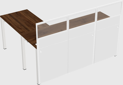 Shared l-shaped cubicle