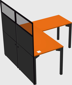 Shared l-shaped cubicle