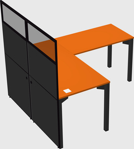 Shared l-shaped cubicle