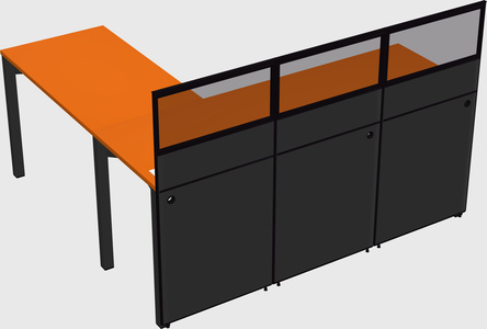 Shared l-shaped cubicle