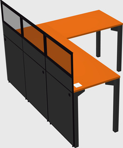 Shared l-shaped cubicle