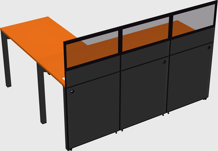 Shared l-shaped cubicle