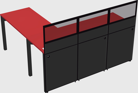Shared l-shaped cubicle