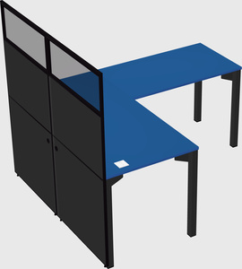 Shared l-shaped cubicle