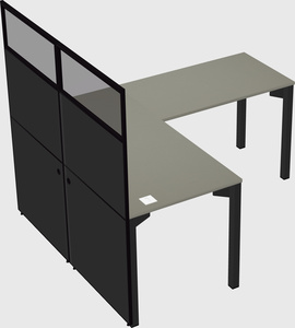 Shared l-shaped cubicle
