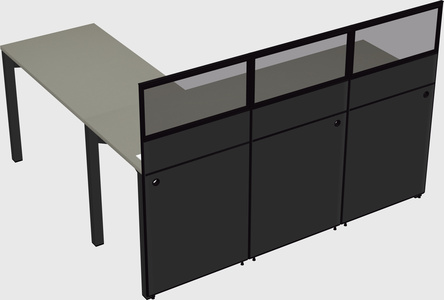 Shared l-shaped cubicle