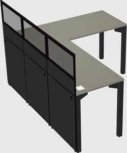 Shared l-shaped cubicle