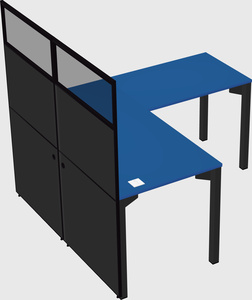 Shared l-shaped cubicle