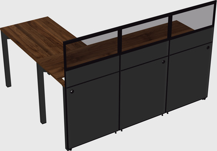Shared l-shaped cubicle
