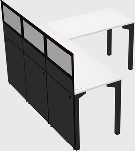 Shared l-shaped cubicle
