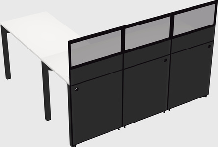 Shared l-shaped cubicle