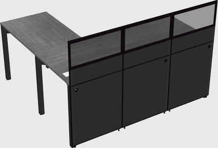Shared l-shaped cubicle
