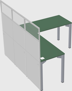 Shared l-shaped cubicle