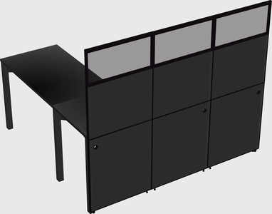 Shared l-shaped cubicle