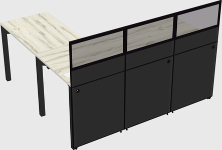 Shared l-shaped cubicle