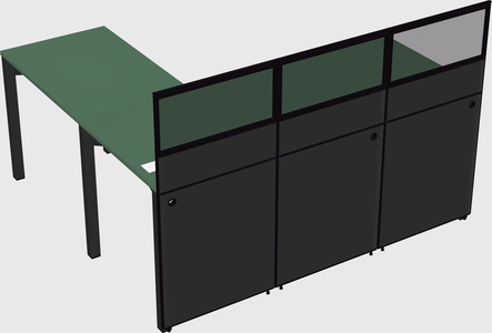 Shared l-shaped cubicle