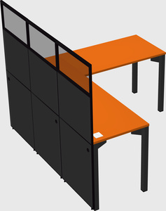 Shared l-shaped cubicle