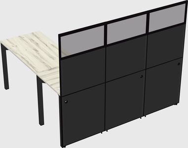 Shared l-shaped cubicle