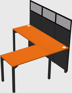Shared l-shaped cubicle